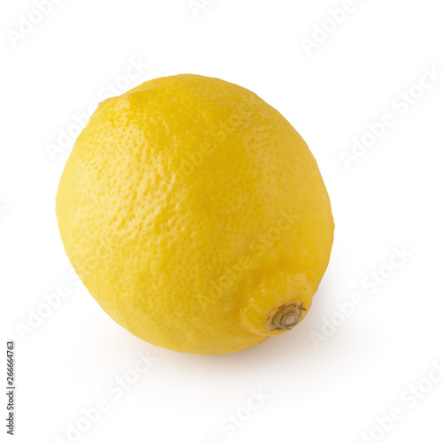 Ripe yellow lemon fruit isolated over white background