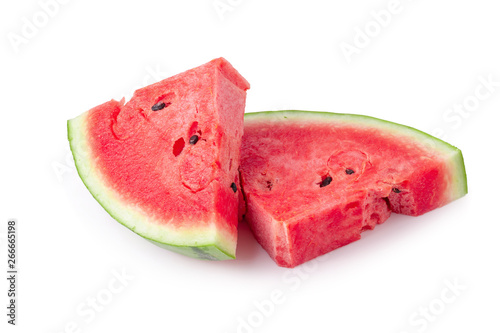 Sliced of watermelon isolated over white background.