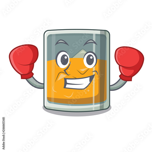 Boxing whiskey the in a cartoon glass