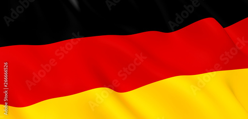 National Fabric Wave Closeup Flag of Germany Waving in the Wind. 3d rendering illustration.