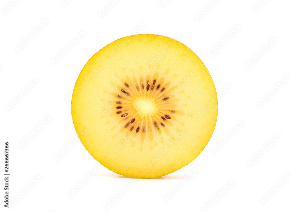 slice gold kiwi isolated on white background slice gold kiwi isolated on white background