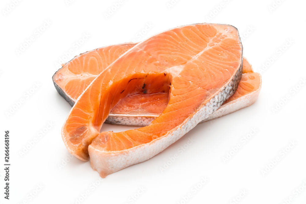 fresh salmon raw on white background