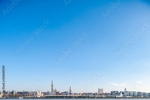 Cityscape of Antwerp as seen from Linkeroever, Antwerpen, Belgium