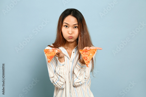 Funny grimacing Asian woman...
