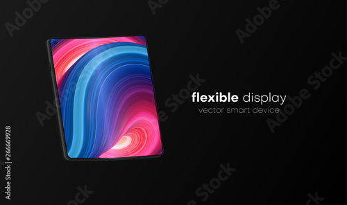 Foldable smartphone with flexible display. New technology transforming cell phone into tablet.