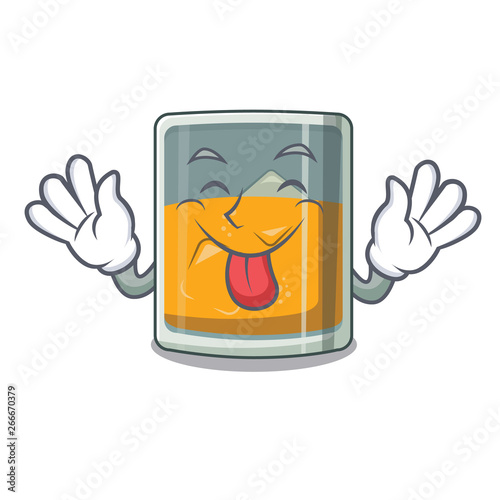 Tongue out whiskey in the a mascot shape