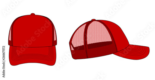 trucker cap / mesh cap template illustration (red)