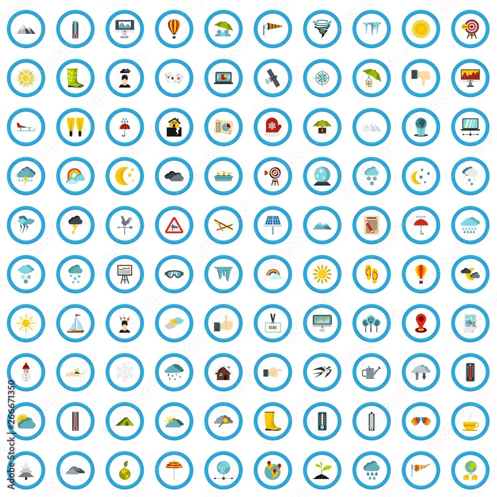 100 weather icons set in flat style for any design vector illustration 100 weather icons set in flat style for any design vector illustration