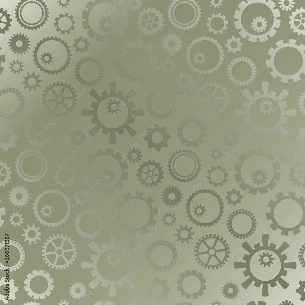 vector cog gears on gray and green abstract background with gradient