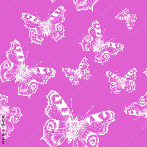 watercolor seamless pattern with butterflies