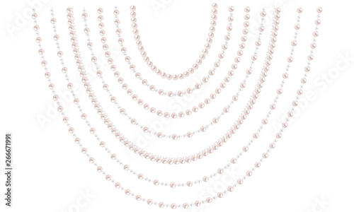 Set of hanging blue pearl string in abstract style. Vector elements for decoration isolated on white background.