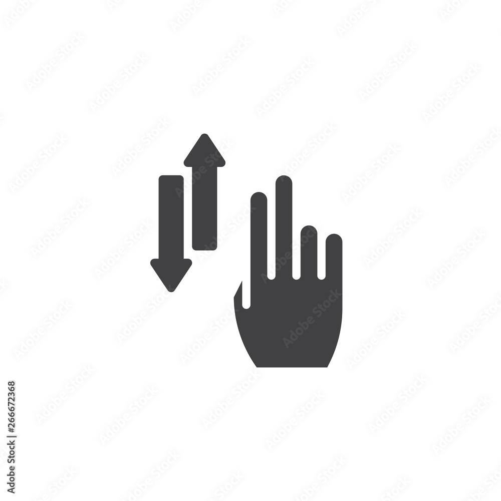 Two finger drag up line and glyph icon, gesture and hand, flick sign,  vector graphics, a linear pattern on a white background., Stock vector