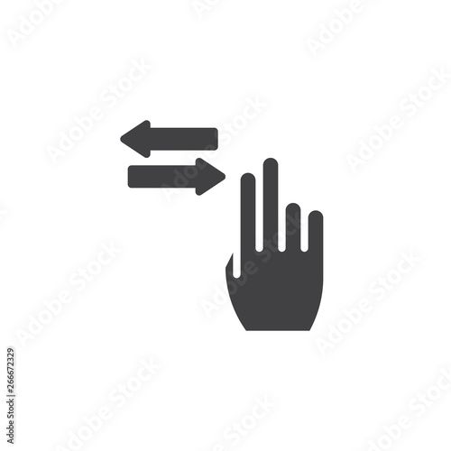 2x horizontal scroll vector icon. Right and left hand swipe filled flat sign for mobile concept and web design. Two Finger touch gesture glyph icon. Symbol, logo illustration. Pixel perfect vector 