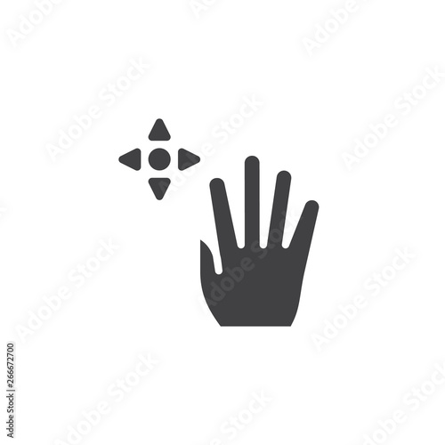 4x drag flick vector icon. Hand Click filled flat sign for mobile concept and web design. Four finger touch gesture glyph icon. Symbol, logo illustration. Pixel perfect vector graphics