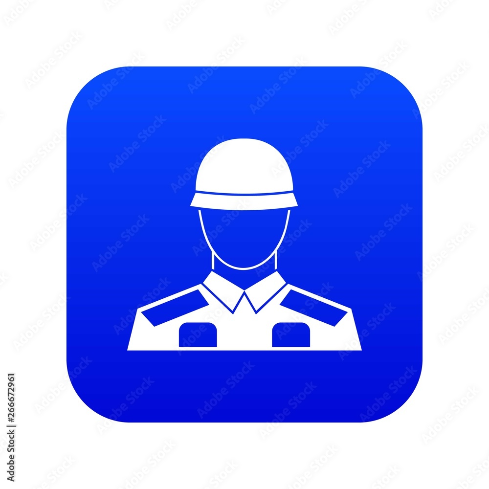 Soldier icon digital blue for any design isolated on white vector illustration