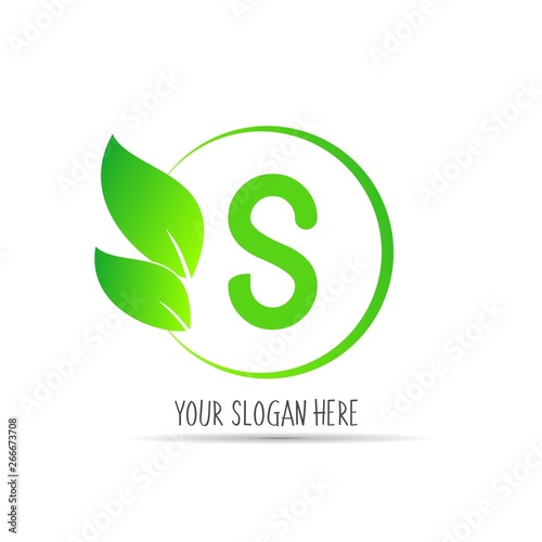  initial letter circle logo eco simple 