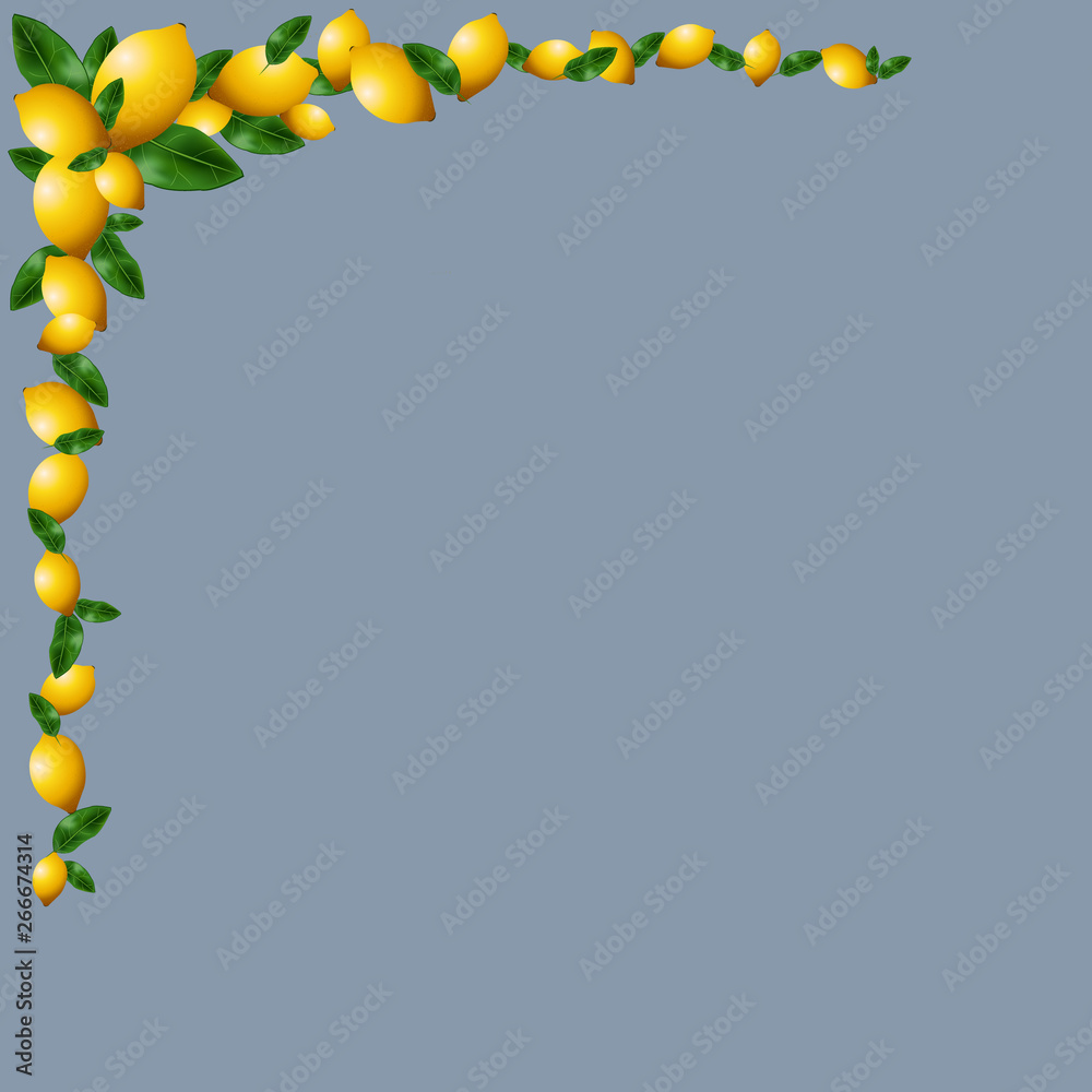 vector background with lemons and leaves, pattern
