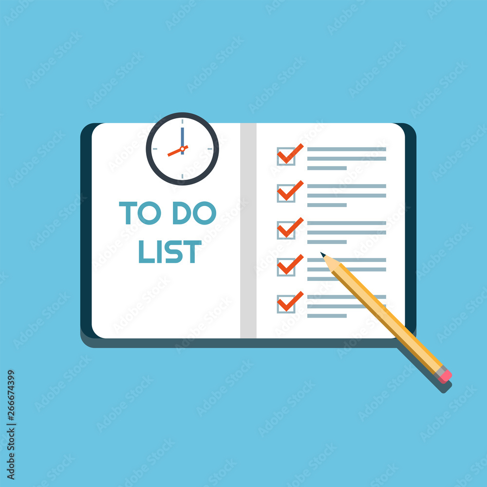 Planing concept. To-do list and pencil. Time management, schedule, personal  study plan creation, scheduling. Stock Vector | Adobe Stock