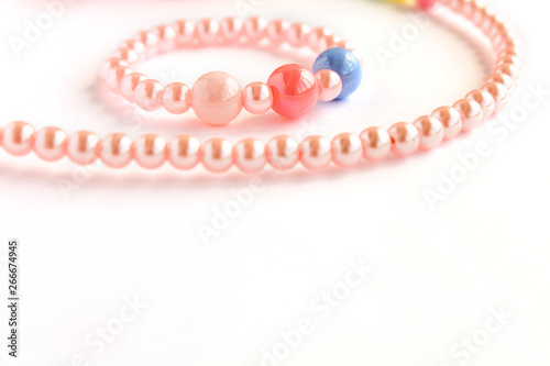 Baby Kids Hair Accessories, bracelets, wrist bands, copy space, white background isolated. photo