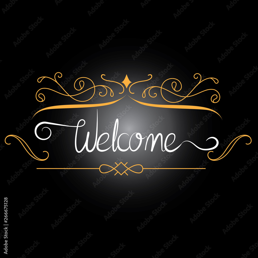 welcome lettering text. Modern calligraphy style illustration Vector