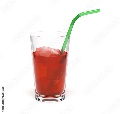 Wallpaper Mural Red drink in a glass. With ice and straw Torontodigital.ca