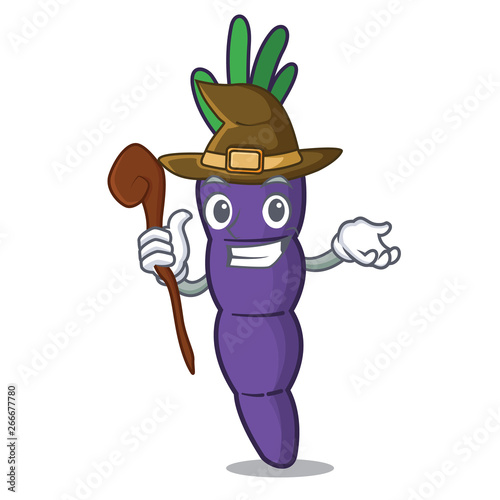 Witch purple carrots in the character shape