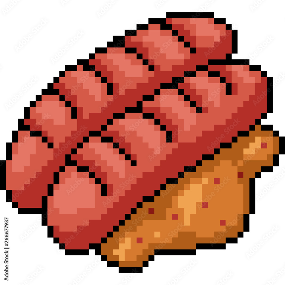 Obraz premium vector pixel art sausage set