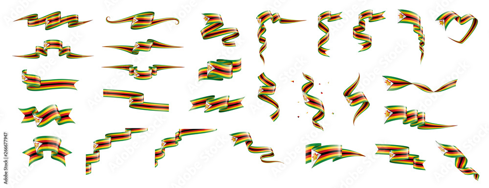 Zimbabwe flag, vector illustration on a white background - obrazy, fototapety, plakaty 