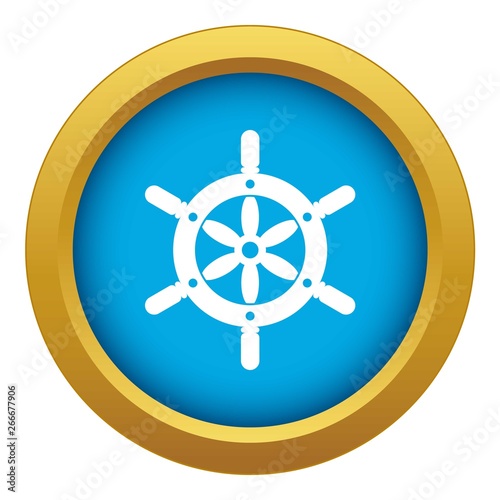 Ship wheel icon blue vector isolated on white background for any design
