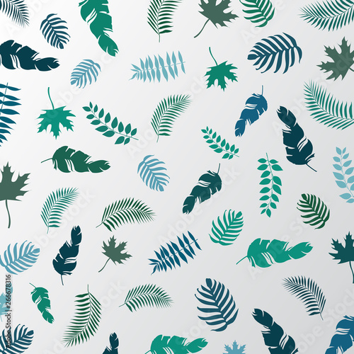 Summer tropical palm leaves green color pattern on a white background.