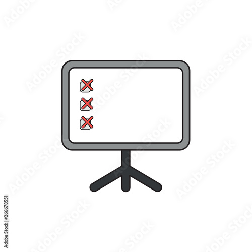 Vector icon concept of three red x marks inside presentation board.