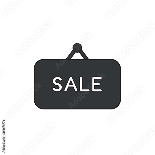 Vector icon concept of sale word written on hanging sign.