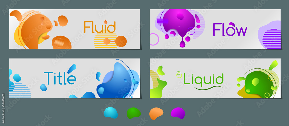 Set of flow web banners, abstract wave lines vector illustration Set of flow web banners, abstract wave lines vector illustration