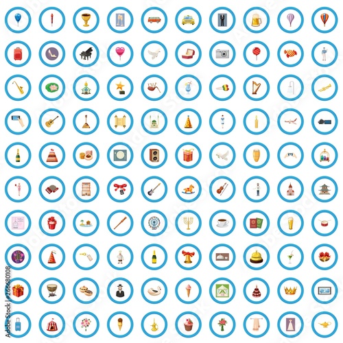 100 wedding icons set in cartoon style for any design vector illustration