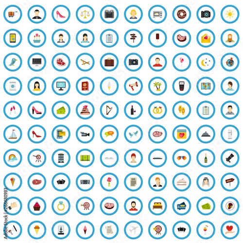 100 wedding icons set in flat style for any design vector illustration