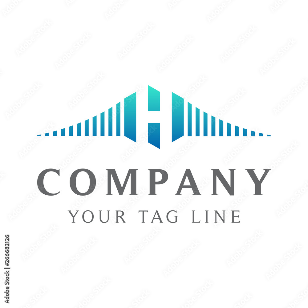 Fototapeta premium the logo of the letter H with a building that rises from top to bottom