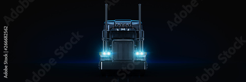 Black heavy truck. 3d rendering photo