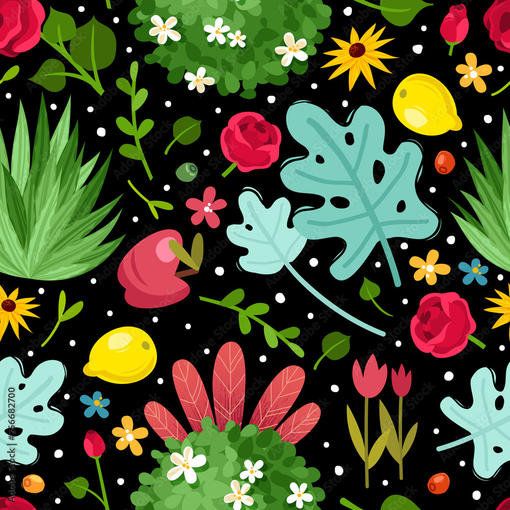 Fototapeta premium Flowers garden seamless pattern