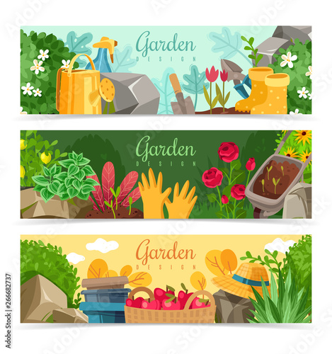 Garden plants horizontal banners