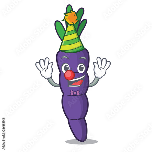 Clown purple carrot slices in cartoon shape
