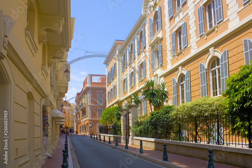 Fototapeta Naklejka Na Ścianę i Meble -  Street and buildings in Old town in Monaco-Ville, Monaco