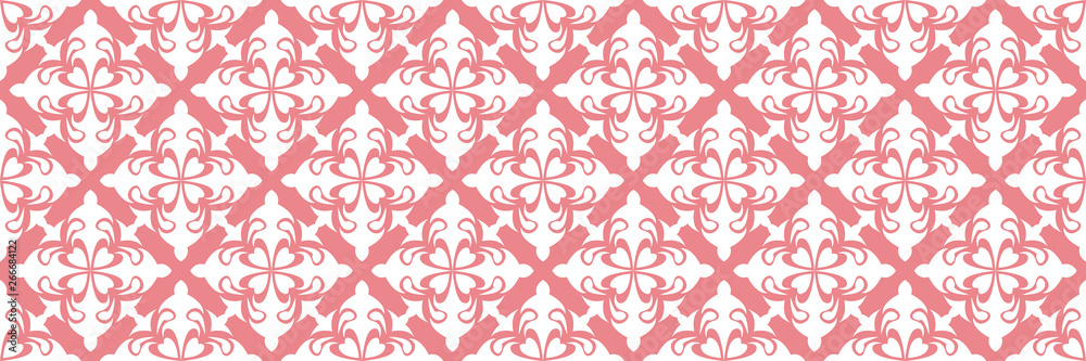 Floral seamless pattern. White design on pink background Floral seamless pattern. White design on pink background