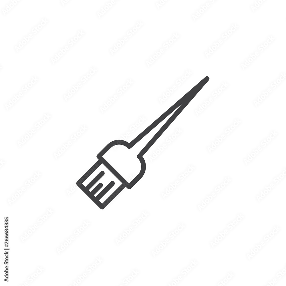 Hair Coloring Brush Comb line icon. linear style sign for mobile concept and web design. Cosmetic brush for hair coloring outline vector icon. Symbol, logo illustration. Pixel perfect vector graphics