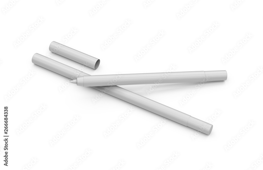 Kohl eye liner mockup on isolated white background, ready for your design presentation, 3d illustration Kohl eye liner mockup on isolated white background, ready for your design presentation, 3d illustration