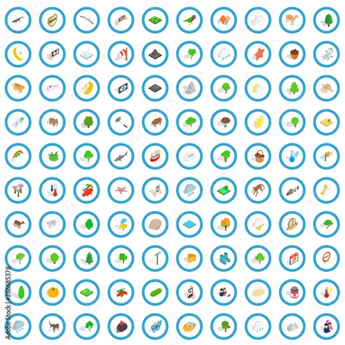100 widlife sanctuary icons set in isometric 3d style for any design vector illustration