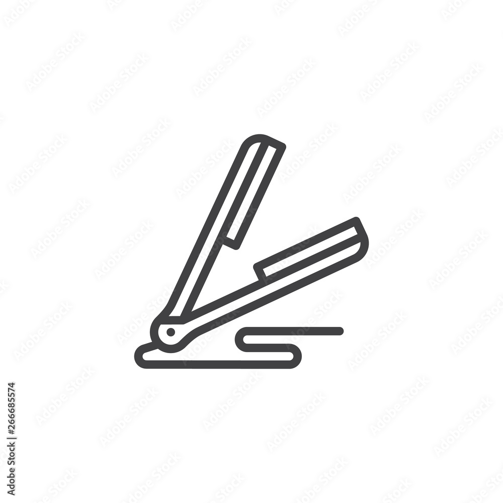 Hair straightening iron line icon. linear style sign for mobile concept and web design. Hair curlers iron outline vector icon. Symbol, logo illustration. Pixel perfect vector graphics Hair straightening iron line icon. linear style sign for mobile concept and web design. Hair curlers iron outline vector icon. Symbol, logo illustration. Pixel perfect vector graphics