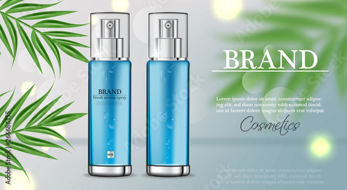 Cosmetics spray water moisturizer hydration Vector realistic. Product packagi...