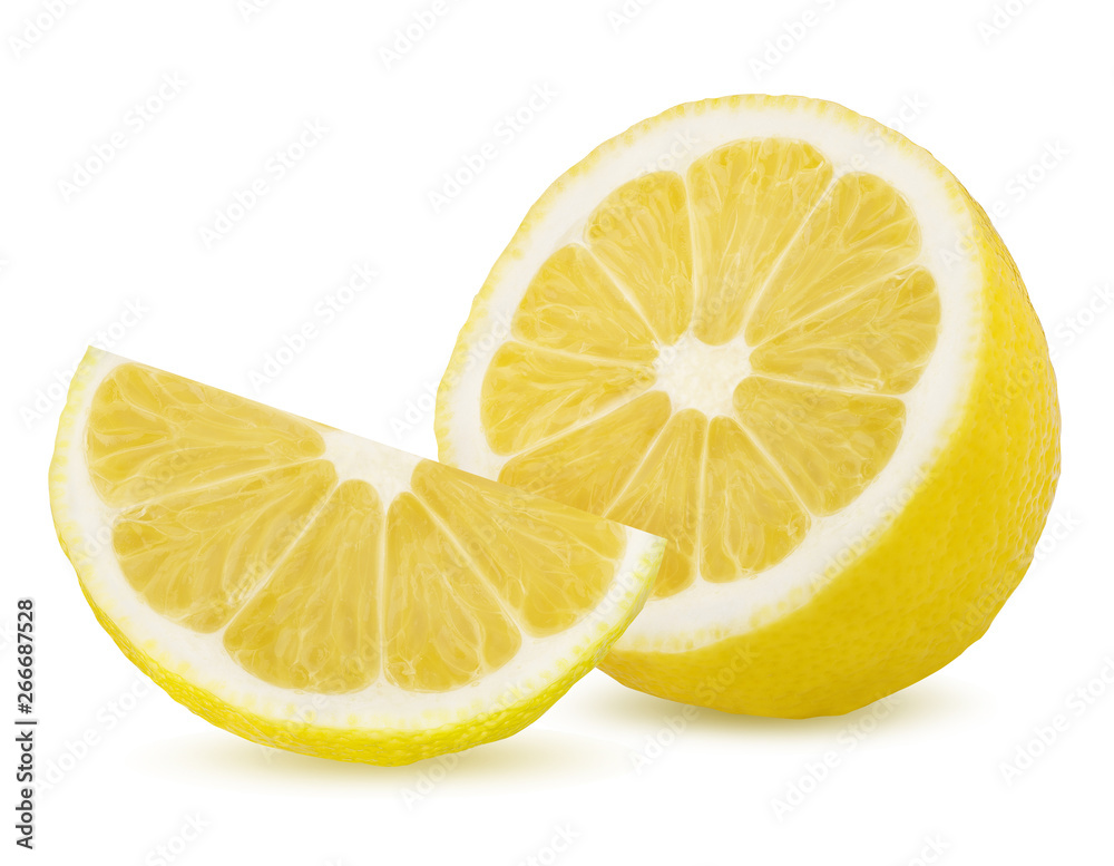 Sliced lemon isolated on white background