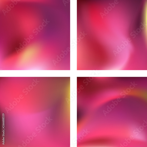Set with pink abstract blurred backgrounds. Vector illustration. Modern geometrical backdrop. Abstract template. © tashechka