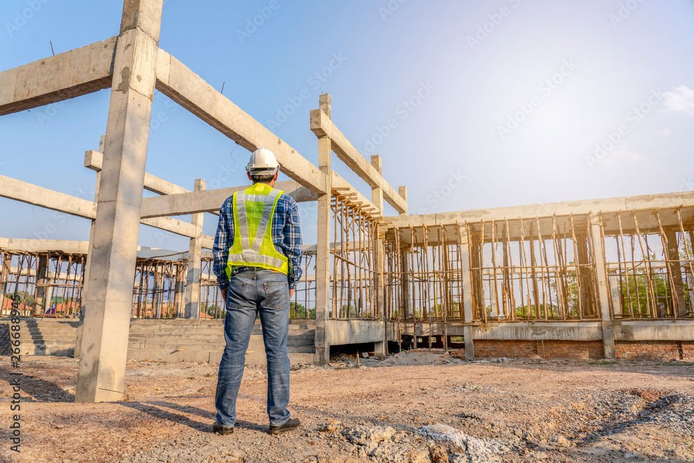 Young engineer supervise at construction site. Young engineer supervise at construction site.